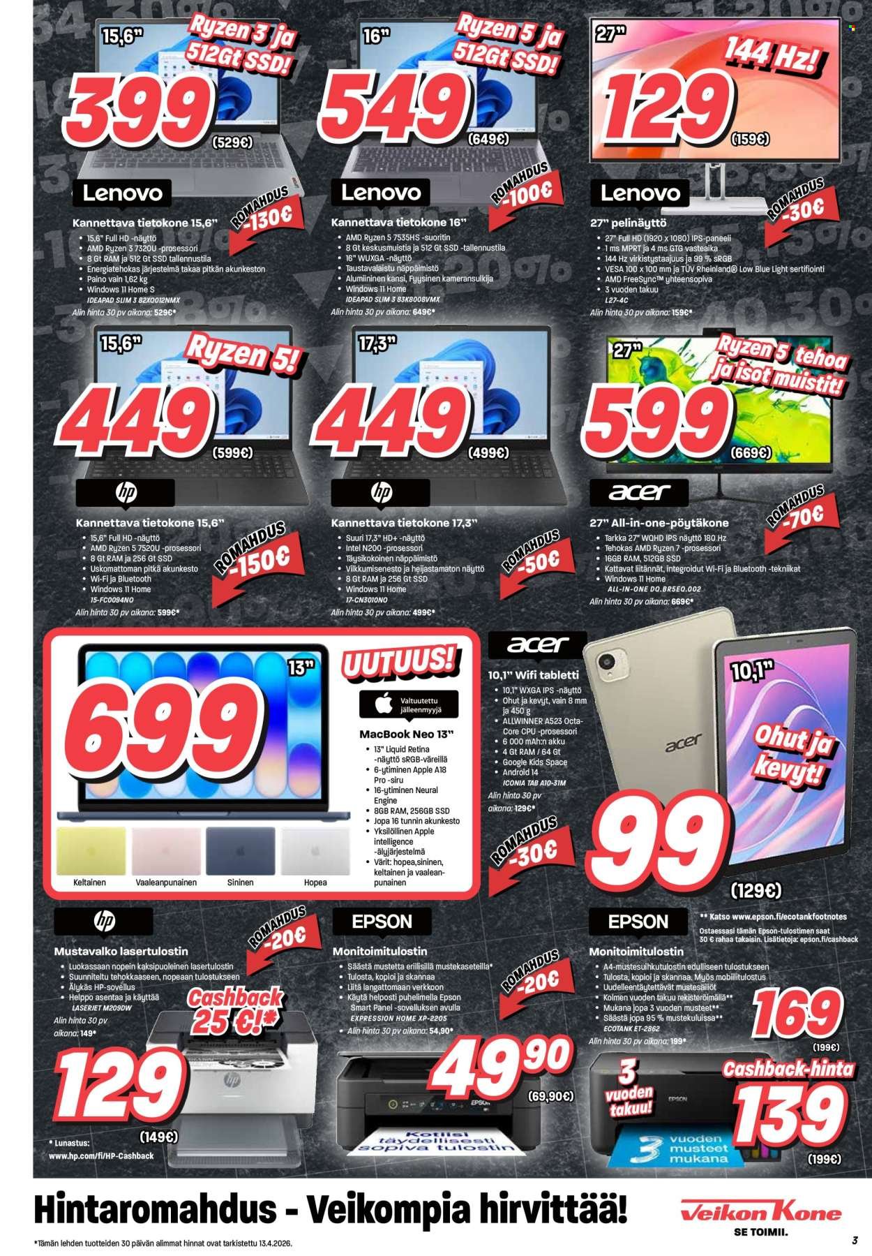 VEIKON KONE tarjoukset - Alkaen MA 20.4.2026