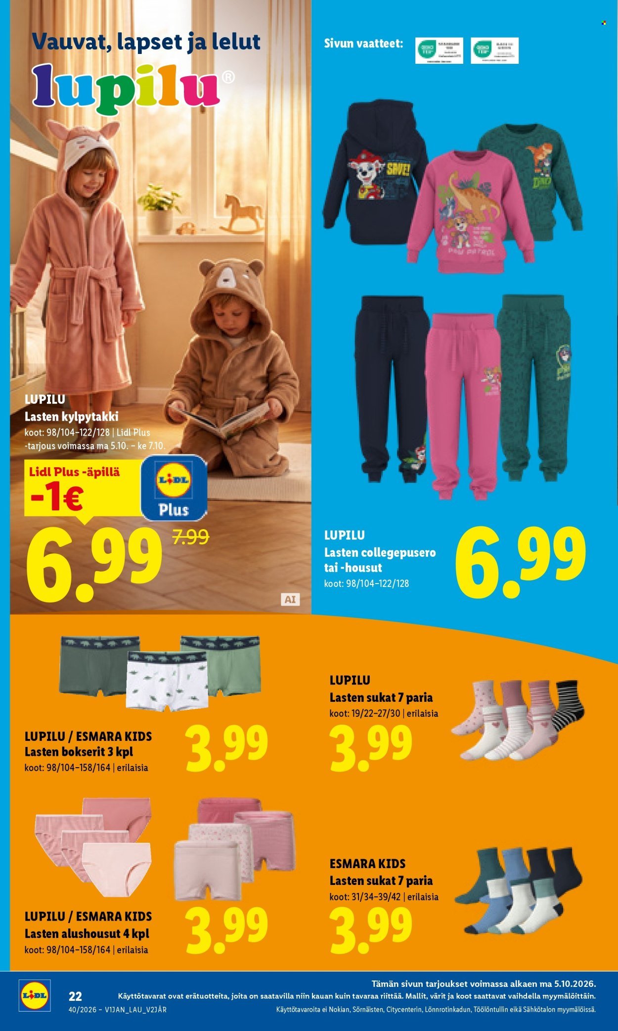 LIDL tarjoukset - Alkaen MA 5.10.2026