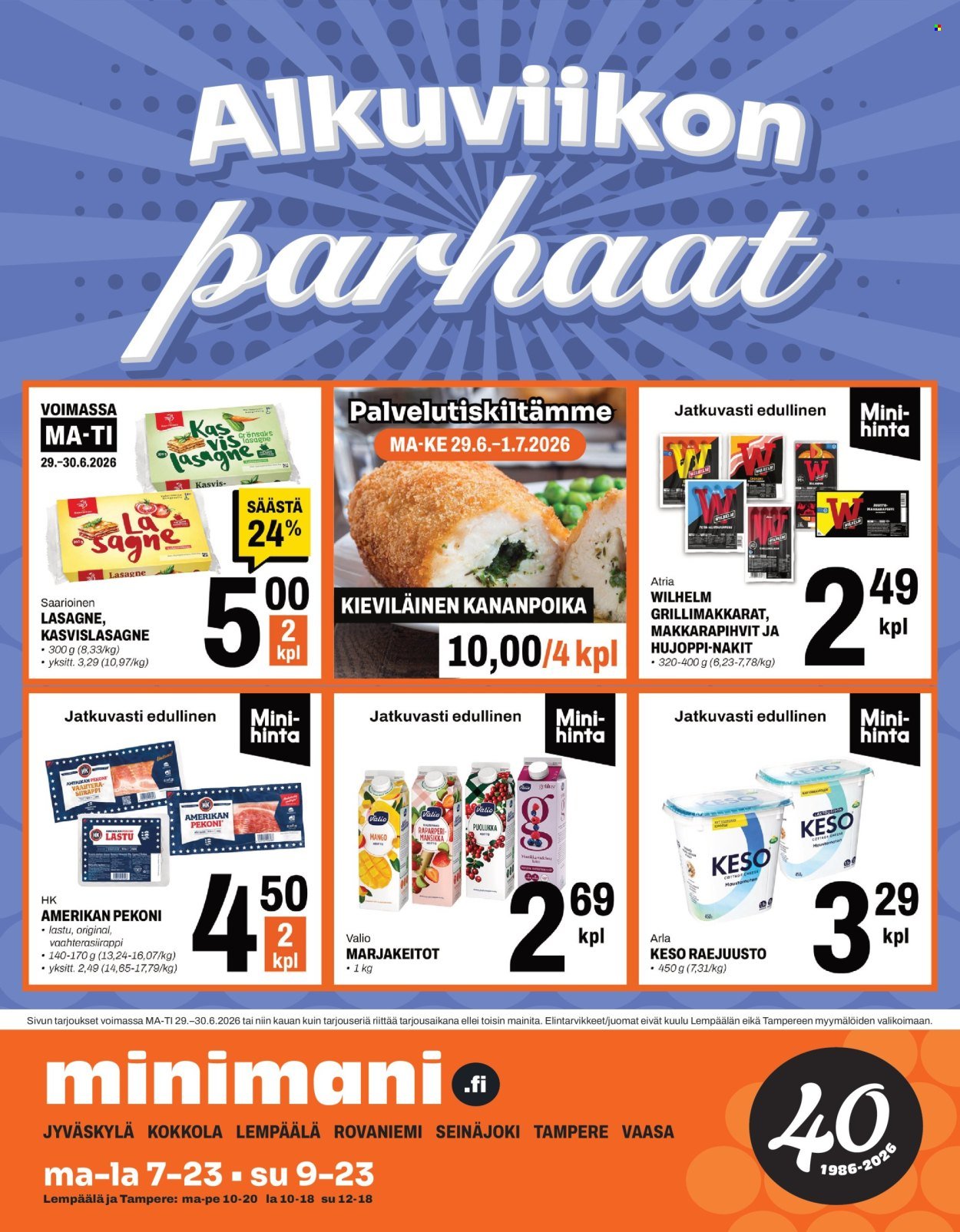 MINIMANI tarjoukset - Alkaen MA 29.6.2026