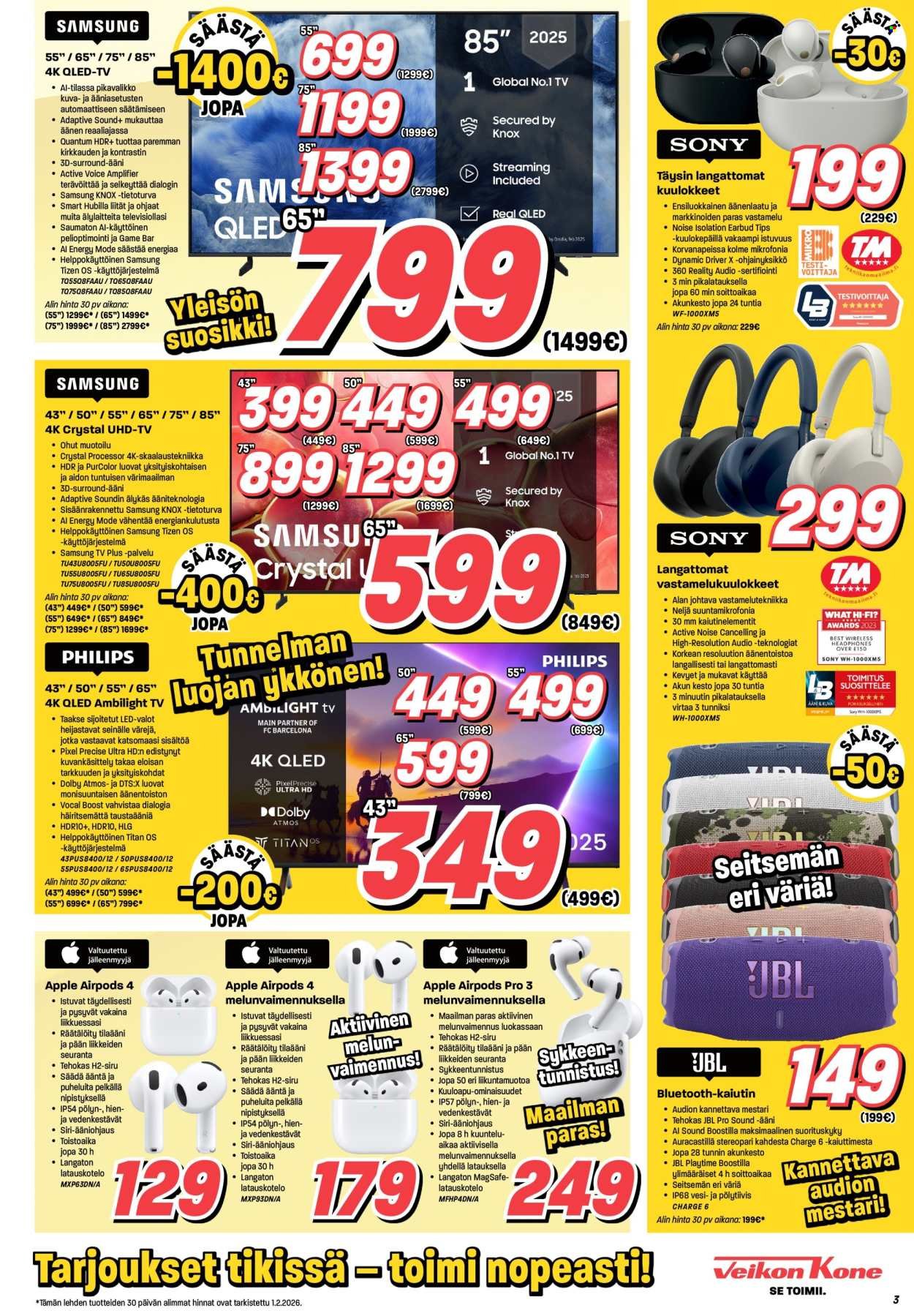 VEIKON KONE tarjoukset - Alkaen TI 3.2.2026