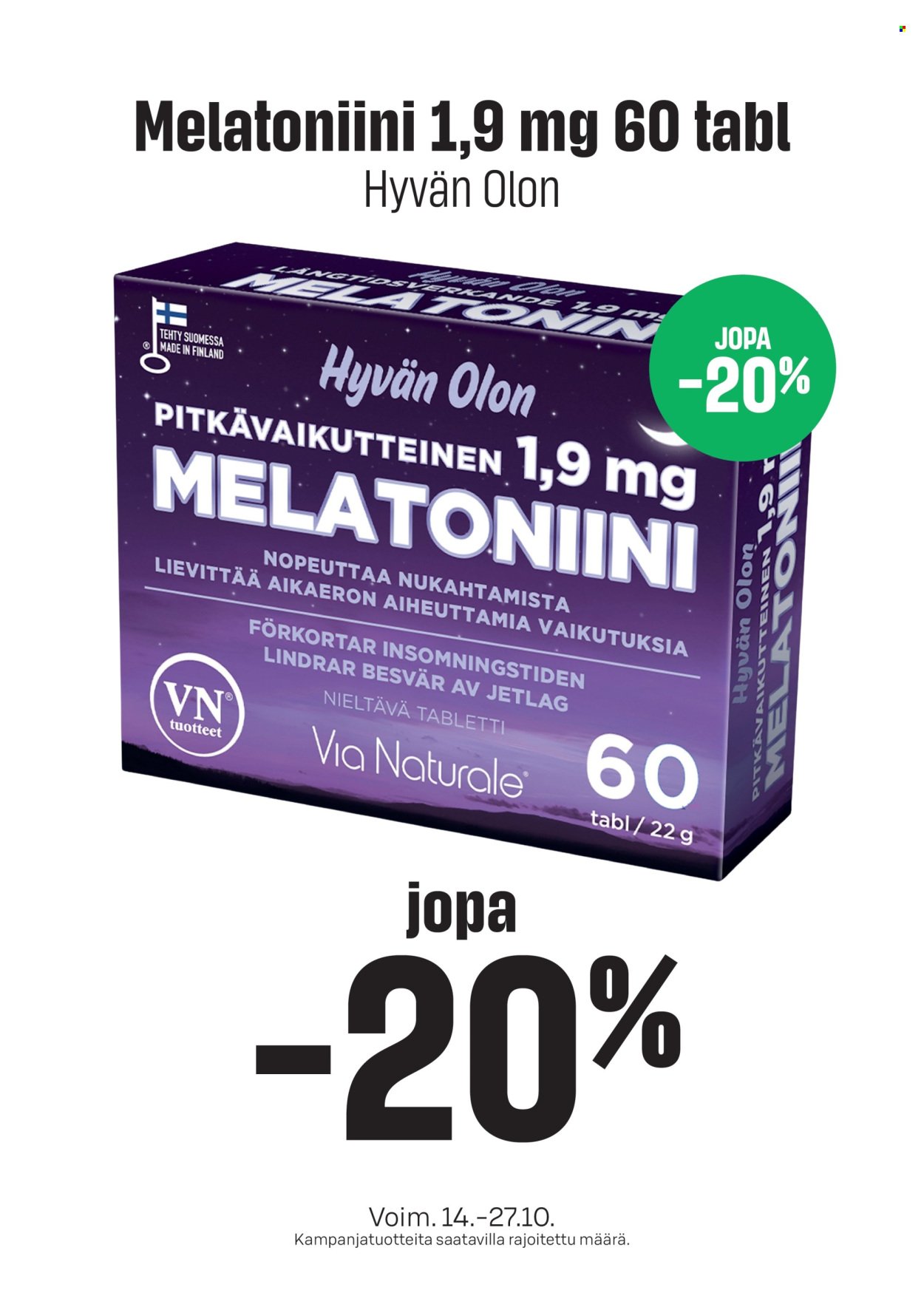 S-MARKET tarjoukset - Melatoniini