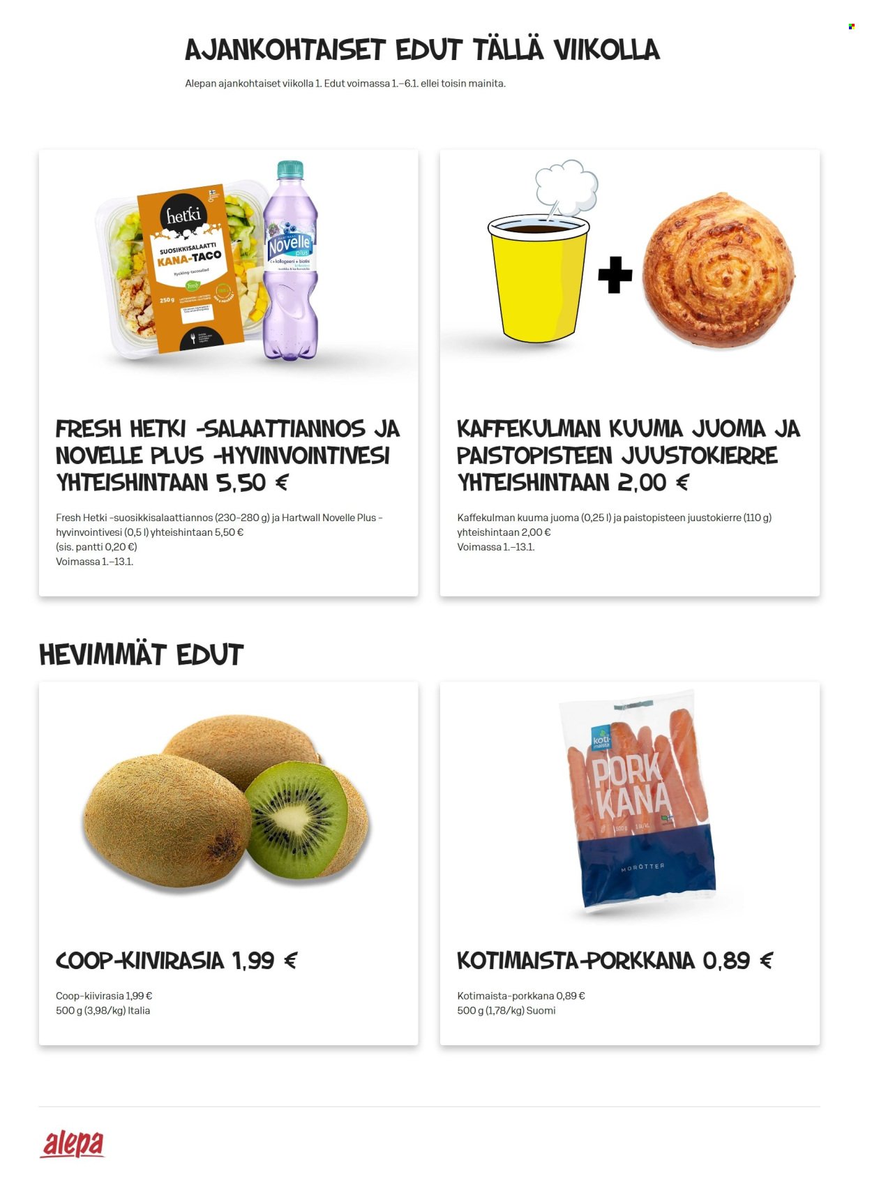 ALEPA tarjoukset - Alkaen TO 1.1.2026