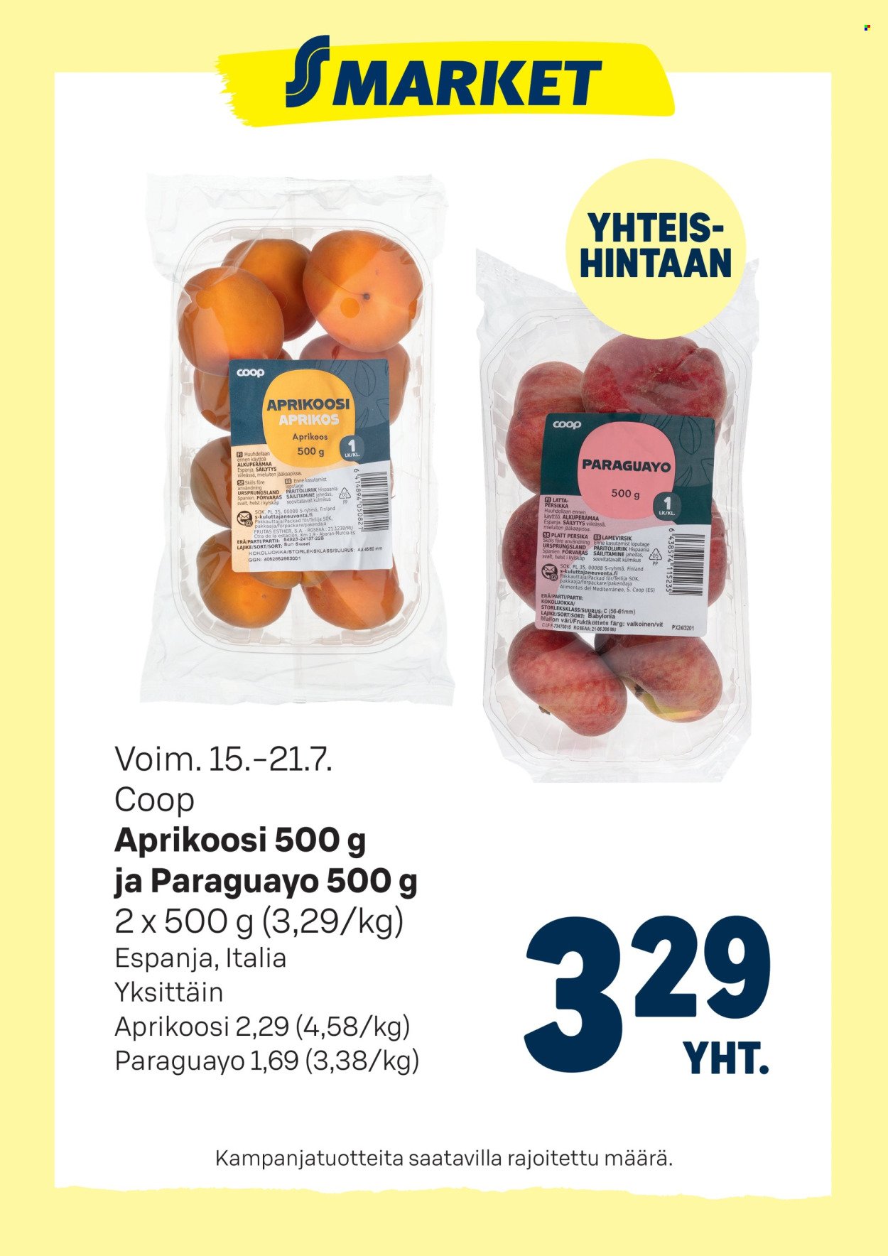 S-MARKET tarjoukset - Aprikoosi