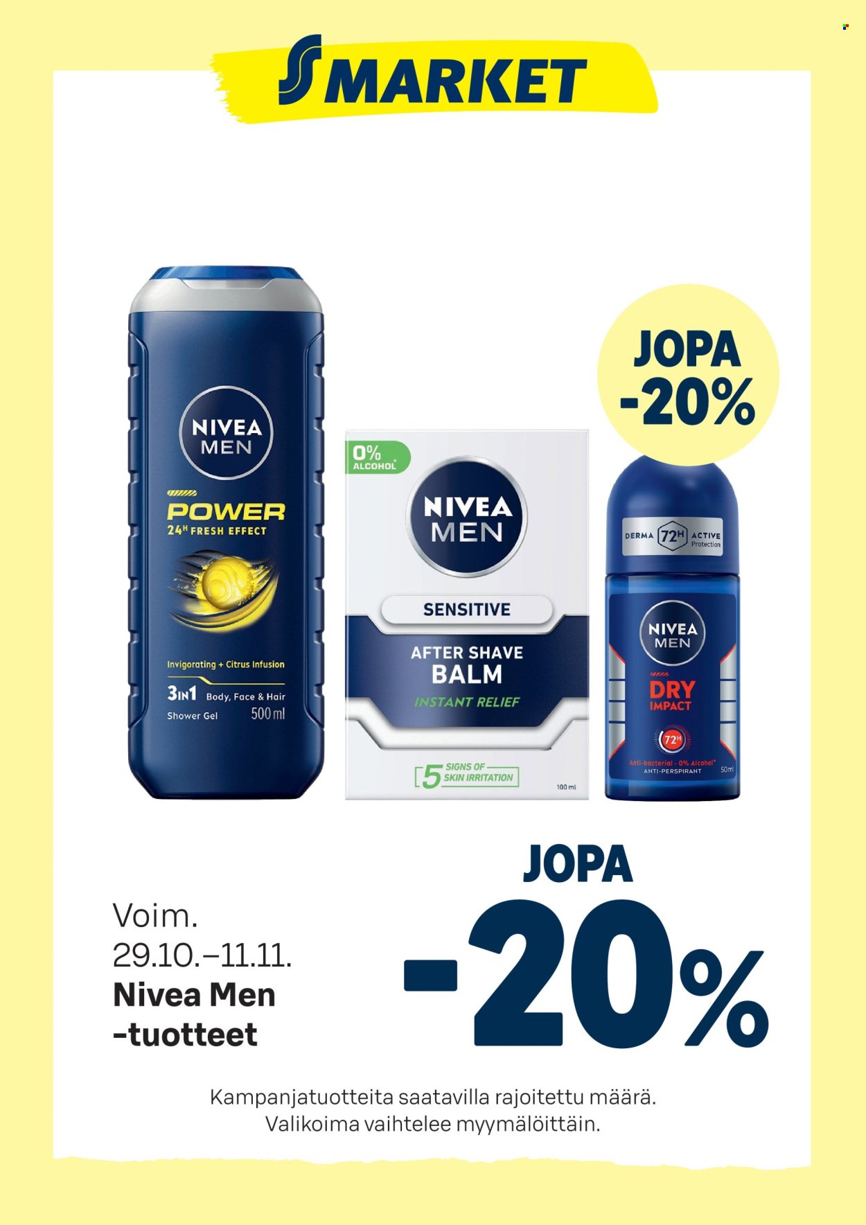 S-MARKET tarjoukset - Nivea men (2025-10-29 - 2025-11-11)