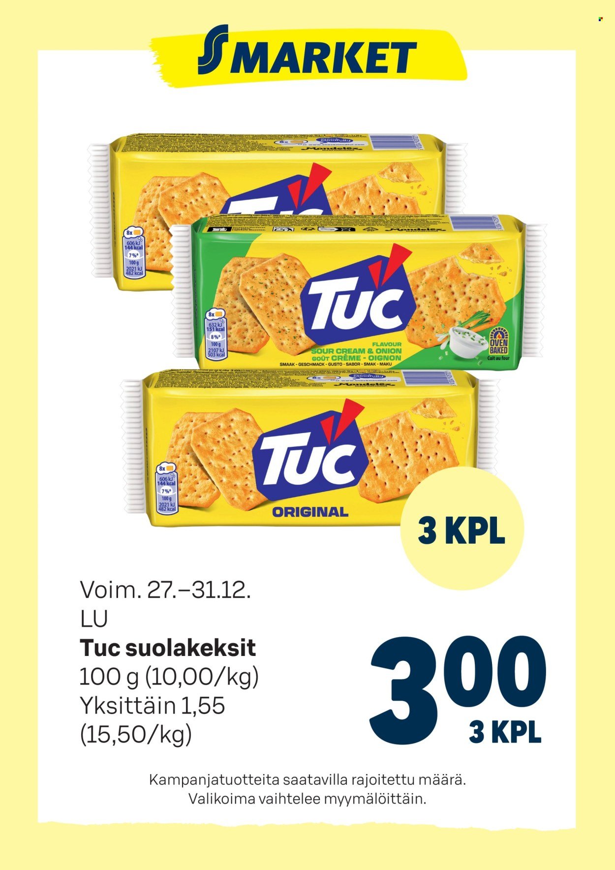 S-MARKET tarjoukset - Tuc suolakeksit