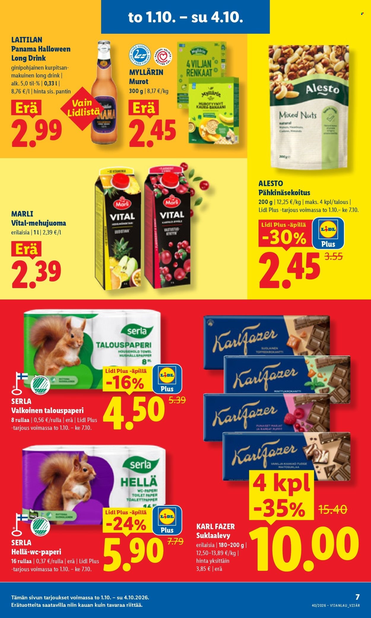 LIDL tarjoukset - Alkaen TO 1.10.2026