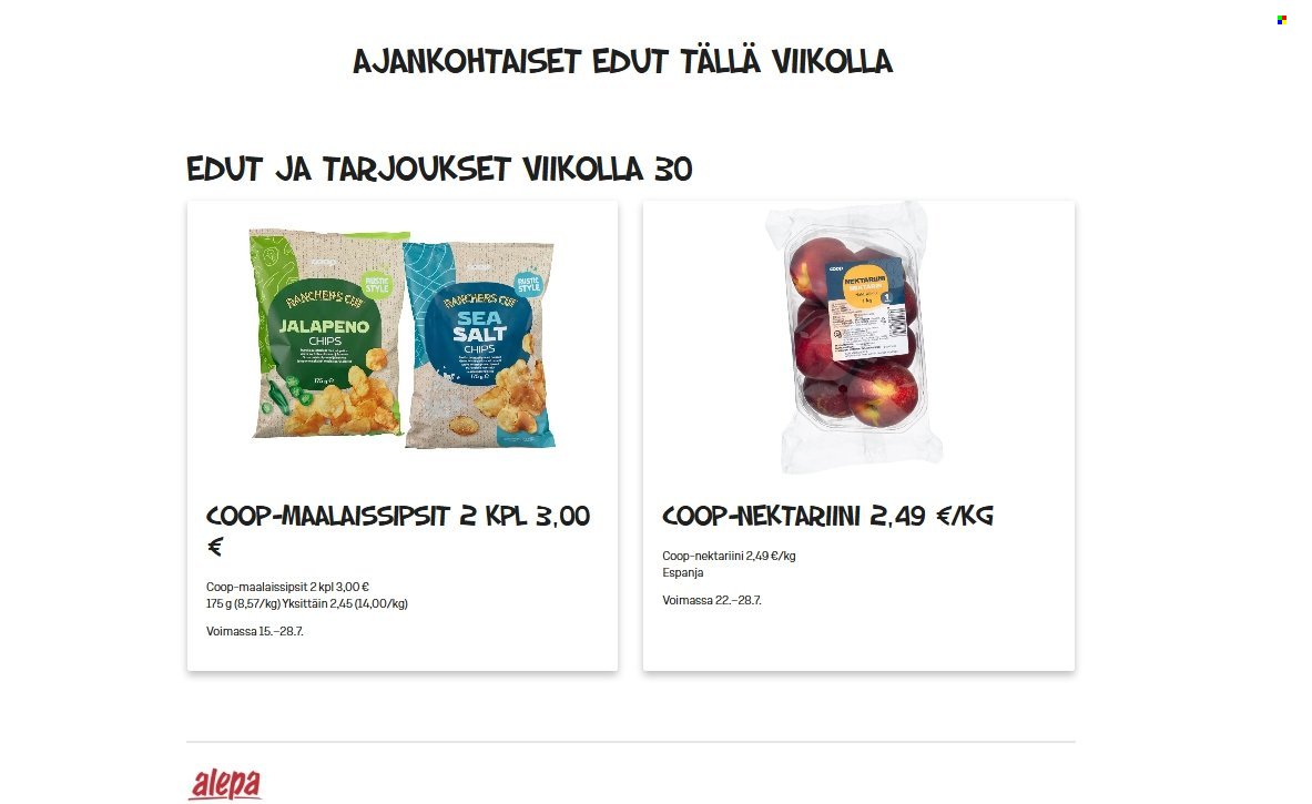 ALEPA tarjoukset - Alkaen KE 22.7.2026