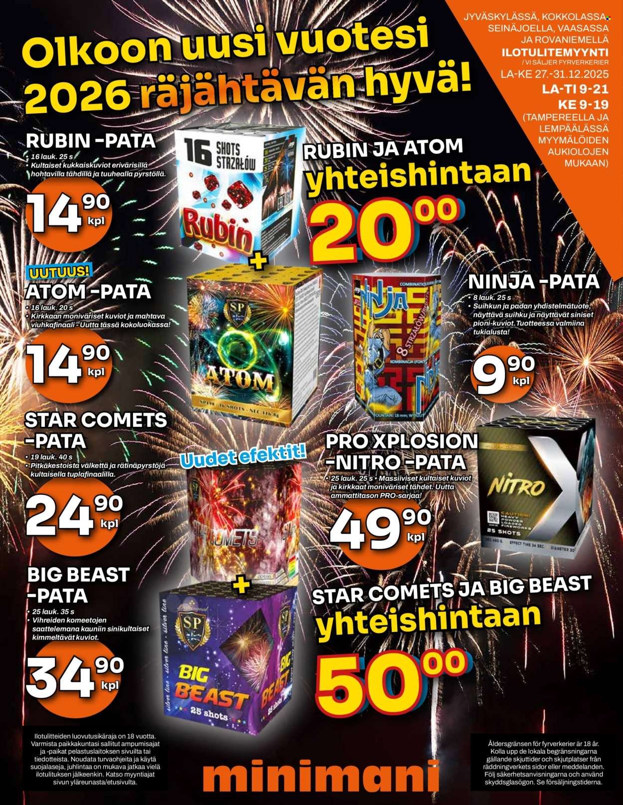 MINIMANI tarjoukset - Alkaen MA 29.12.2025