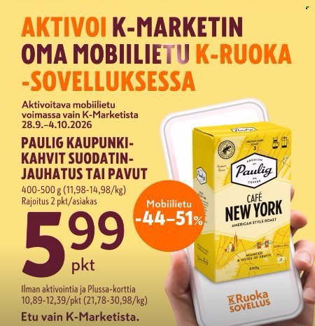 K-MARKET tarjoukset - Alkaen MA 28.9.2026