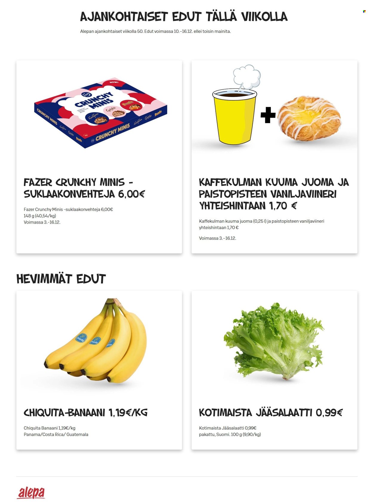 ALEPA tarjoukset - Alkaen KE 10.12.2025