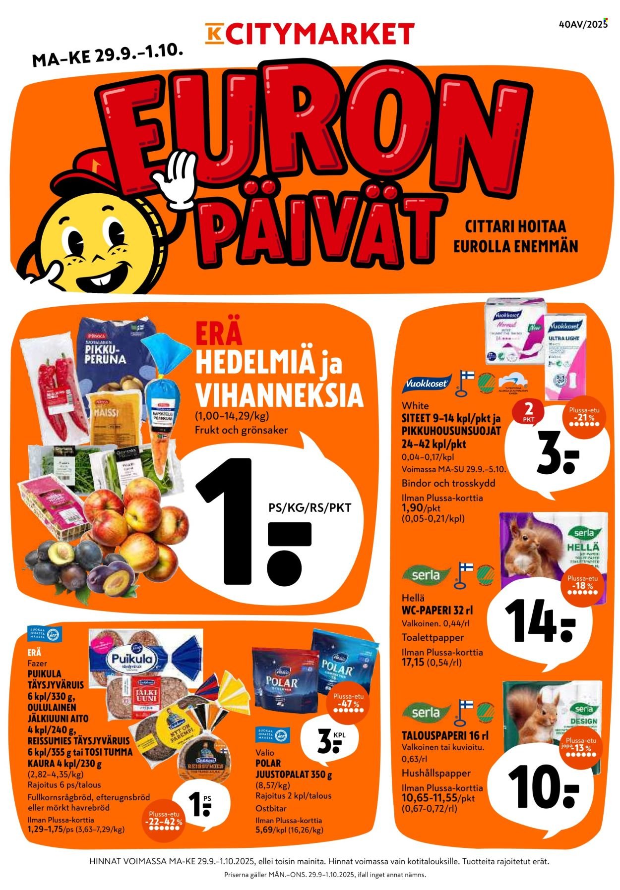 K-CITYMARKET tarjoukset - Alkaen MA 29.9.2025 (2025-09-29 - 2025-10-01)