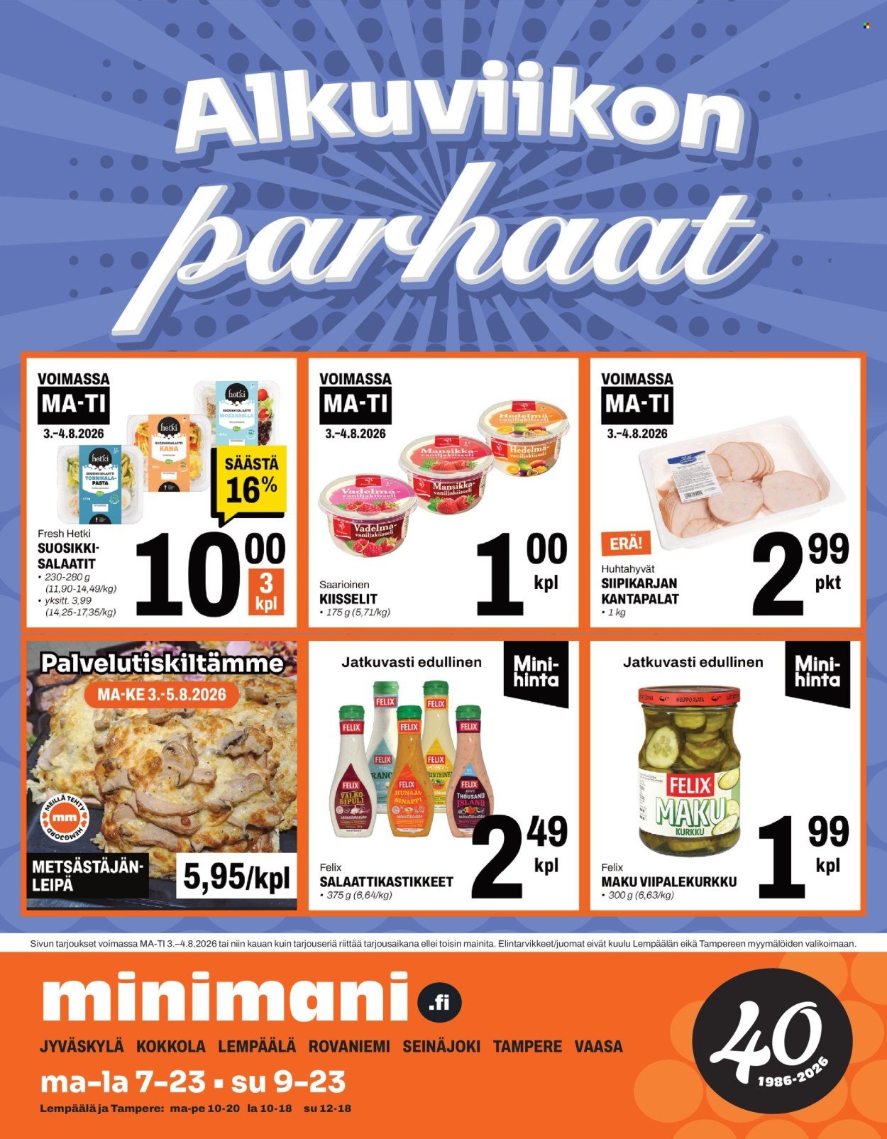 MINIMANI tarjoukset - Alkaen MA 3.8.2026