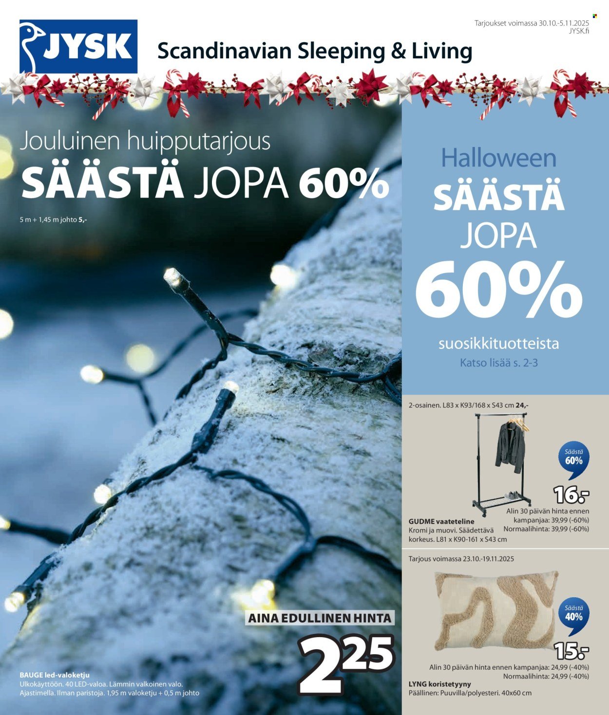 JYSK tarjoukset - Viikon tarjoukset (2025-10-30 - 2025-11-05)