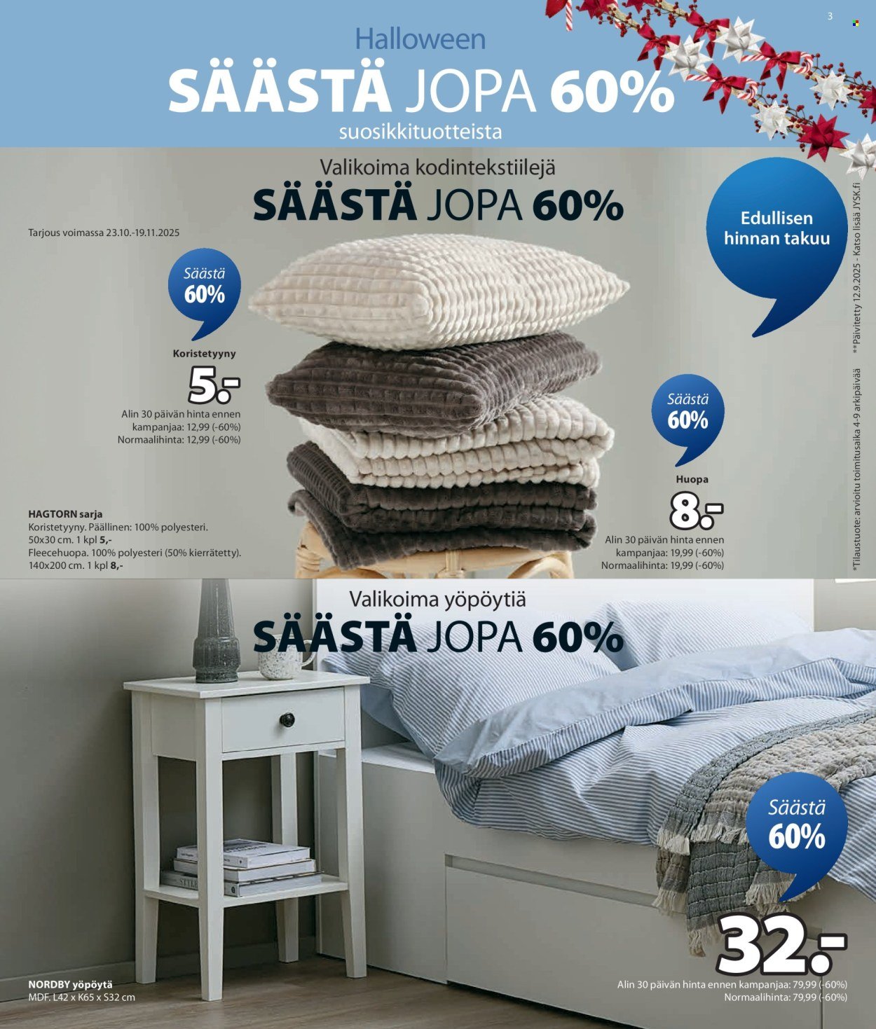 JYSK tarjoukset - Viikon tarjoukset (2025-10-30 - 2025-11-05)