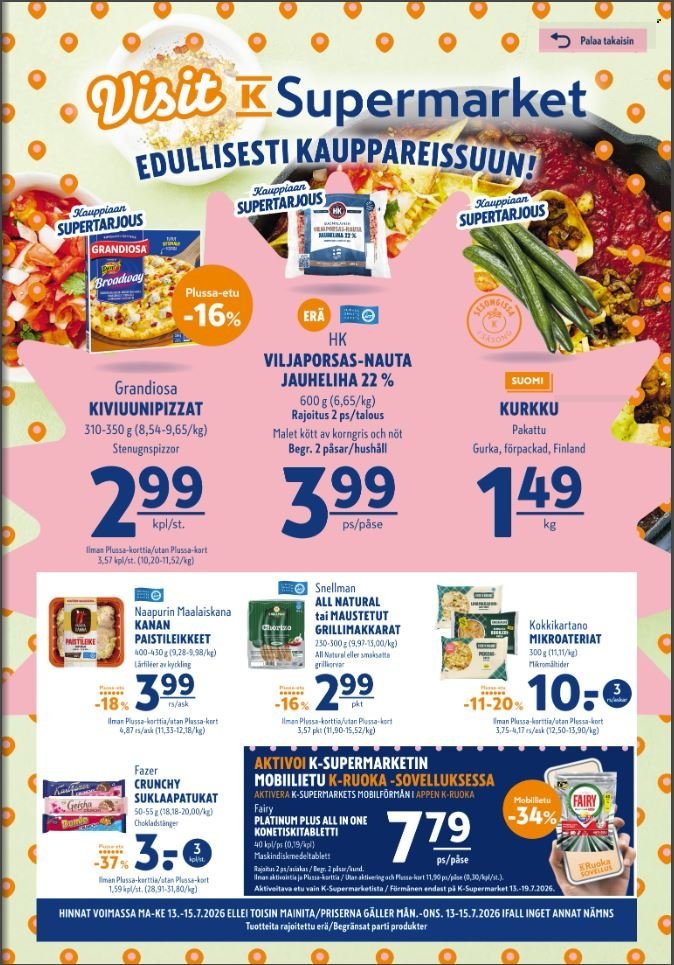 K-SUPERMARKET tarjoukset - Alkaen MA 13.7.2026