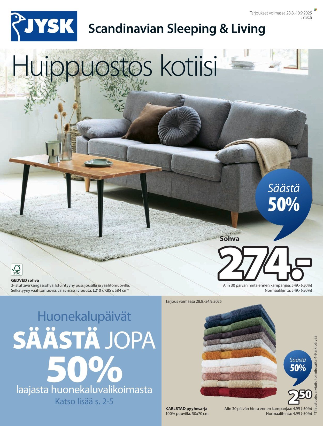 JYSK tarjoukset - Viikon tarjoukset (2025-08-28 - 2025-09-10)