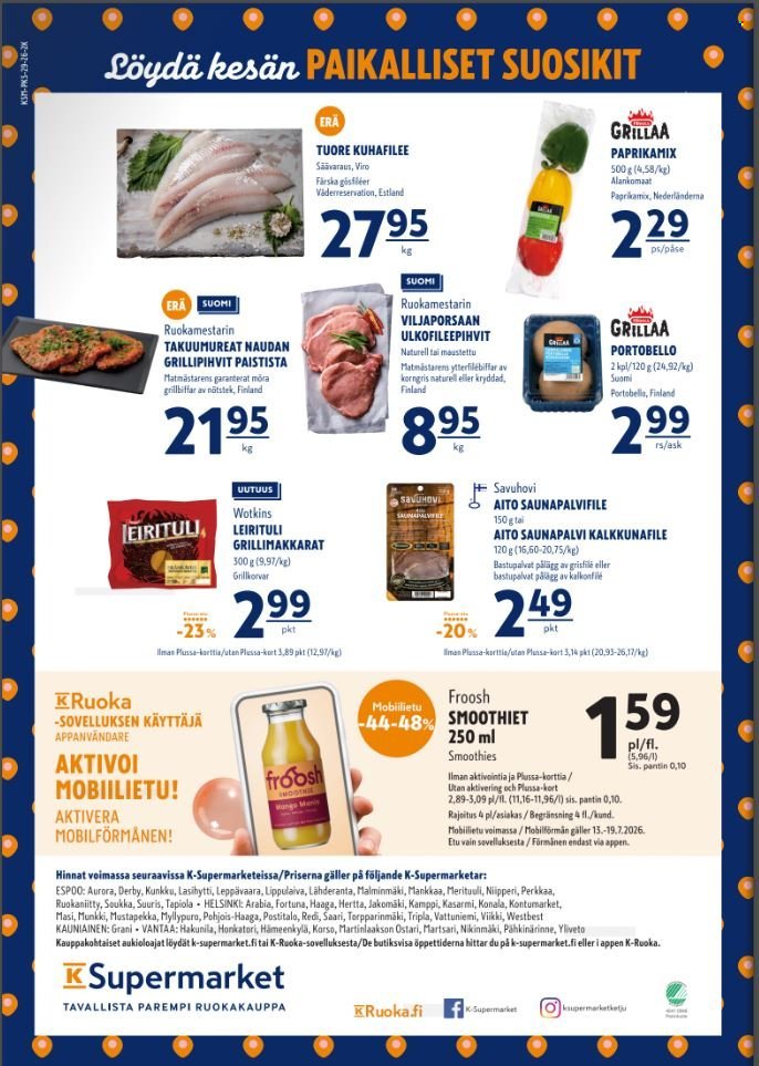K-SUPERMARKET tarjoukset - Alkaen TO 16.7.2026