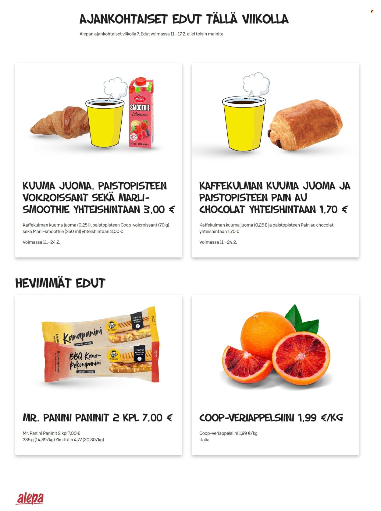 ALEPA tarjoukset - Alkaen KE 11.2.2026