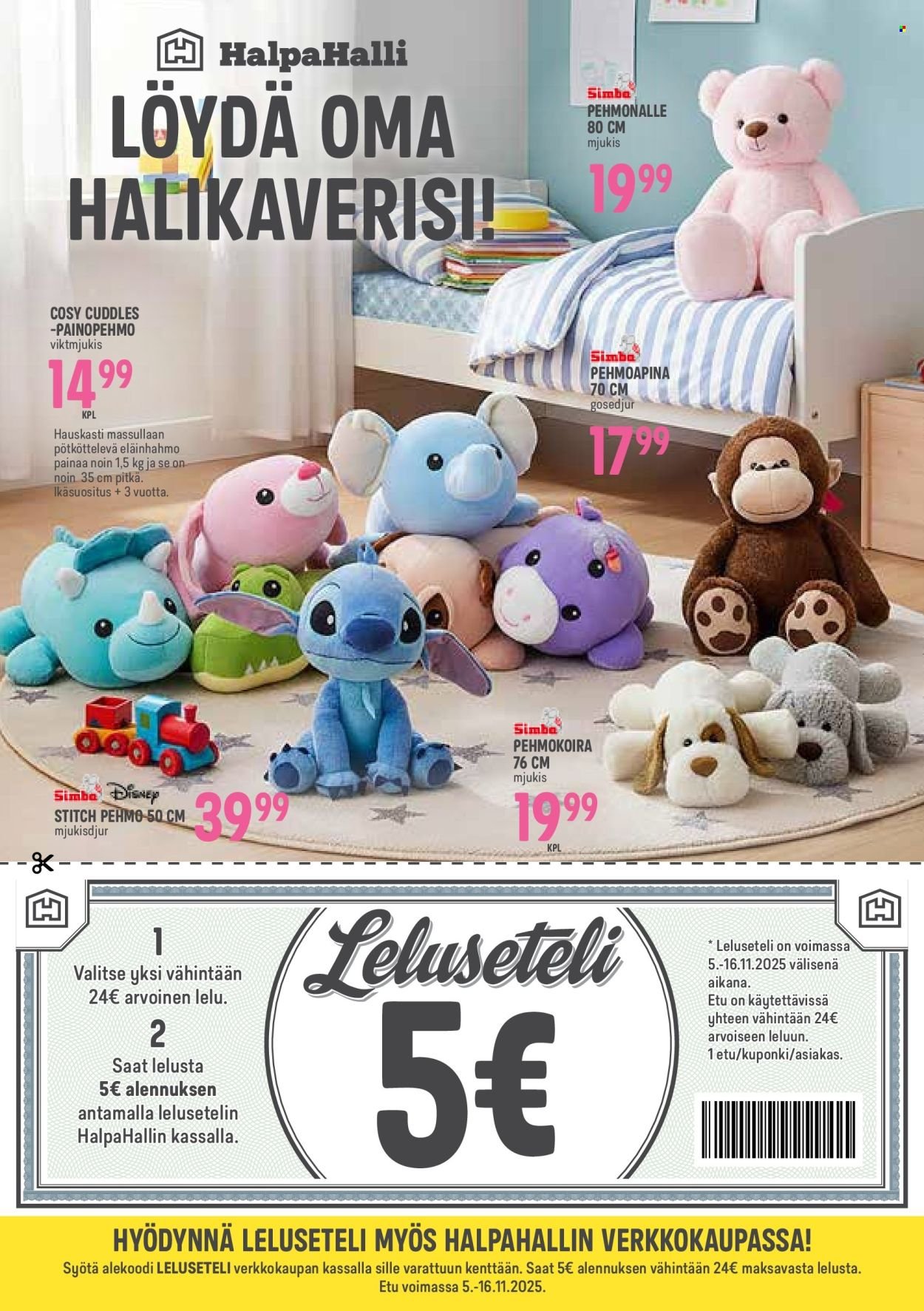 HALPAHALLI tarjoukset - Lelut (2025-11-05 - 2025-11-16)