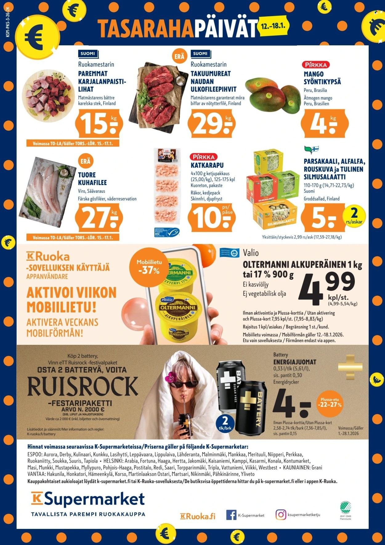 K-SUPERMARKET tarjoukset - Tasaraha-päivät
