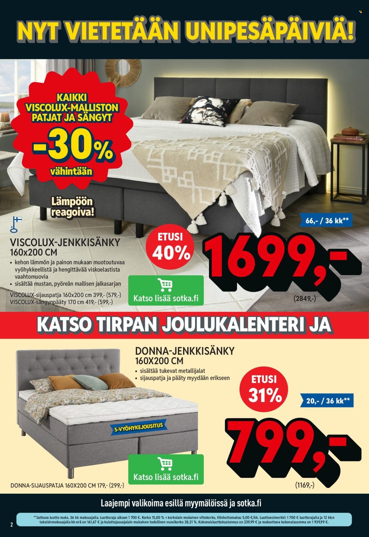 SOTKA tarjoukset - Höyhenen-kevyet hinnat hyviin uniin!