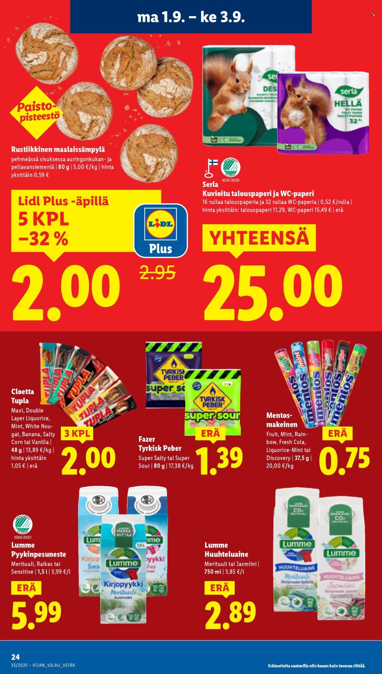 LIDL tarjoukset - Alkaen TO 28.8.2025 (2025-08-28 - 2025-09-03)