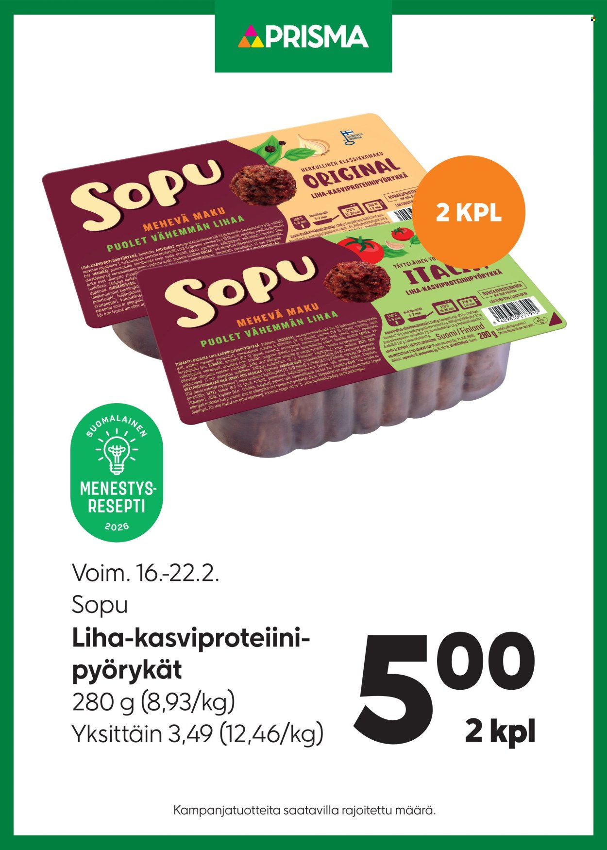 PRISMA tarjoukset - Alkaen MA 16.2.2026