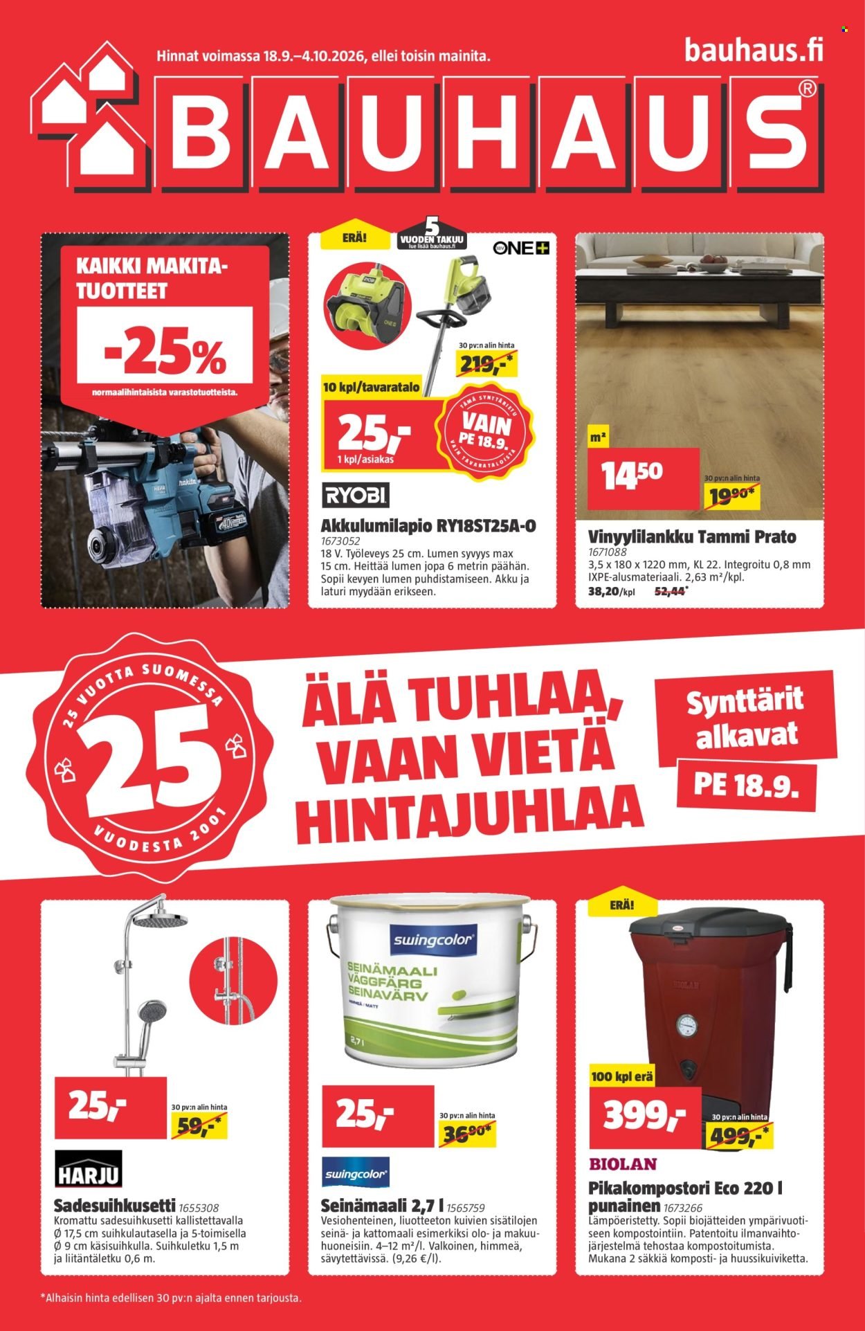 BAUHAUS tarjoukset - Alkaen PE 18.9.2026