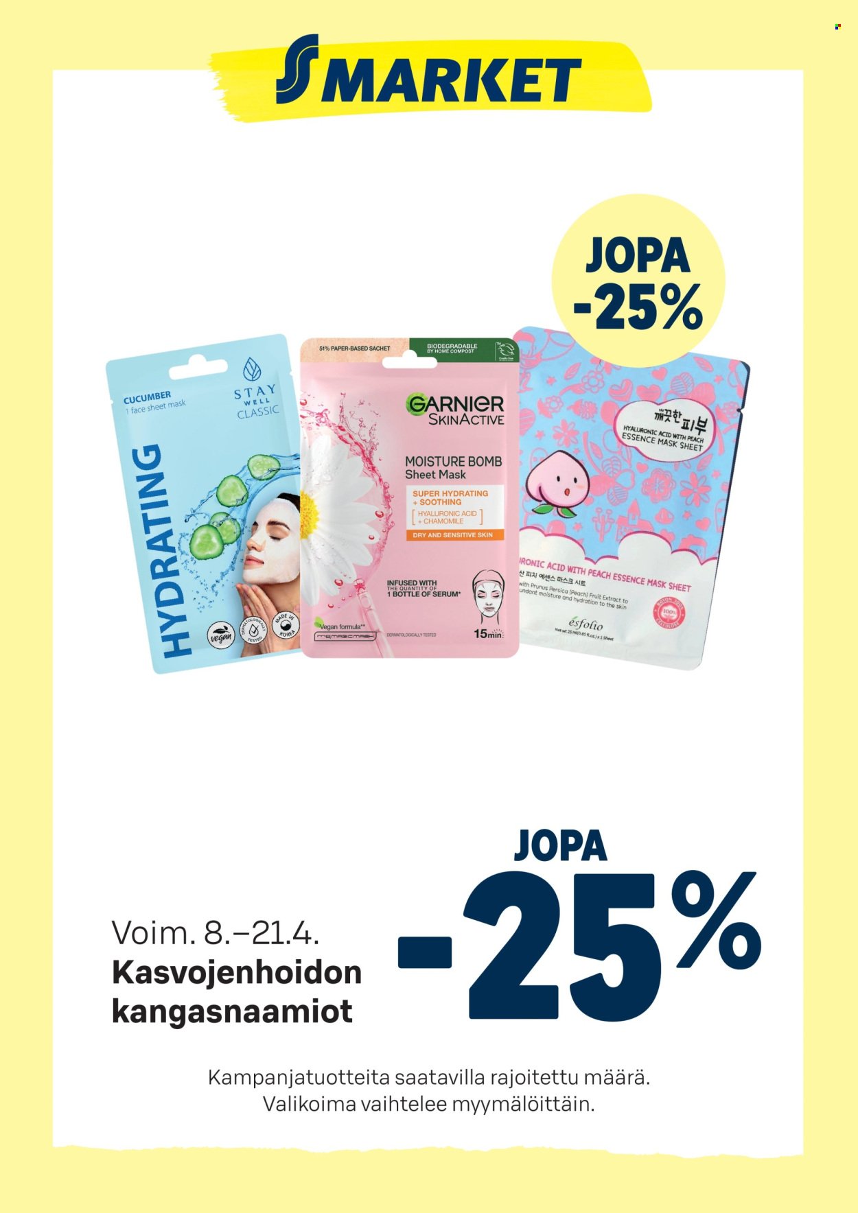 S-MARKET tarjoukset - Kasvojenhoitonaamiot