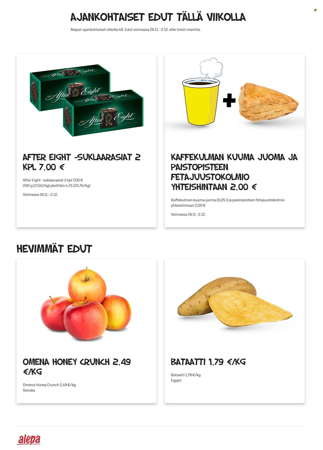 ALEPA tarjoukset - Alkaen KE 26.11.2025