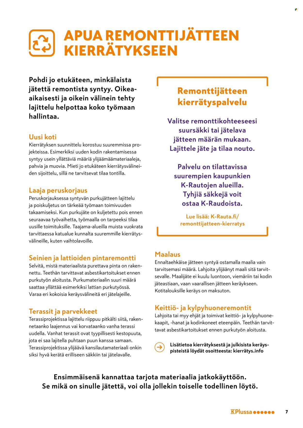 K-RAUTA tarjoukset - Palvelut sujuvaan remonttiin