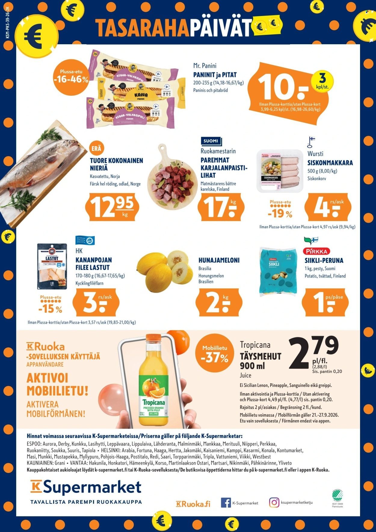 K-SUPERMARKET tarjoukset - Tasaraha-päivät