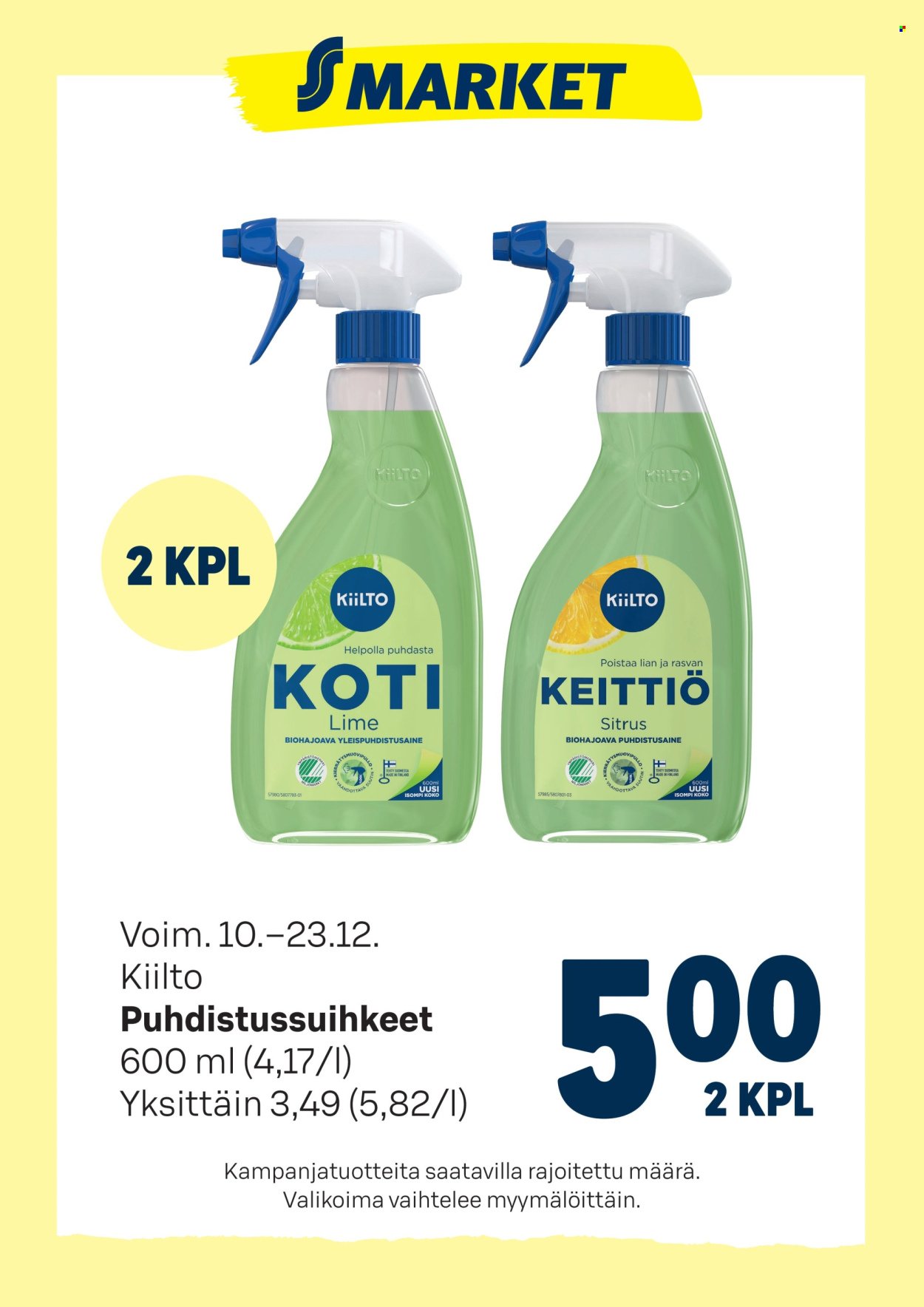 S-MARKET tarjoukset - Kiilto puhdistussuihkeet