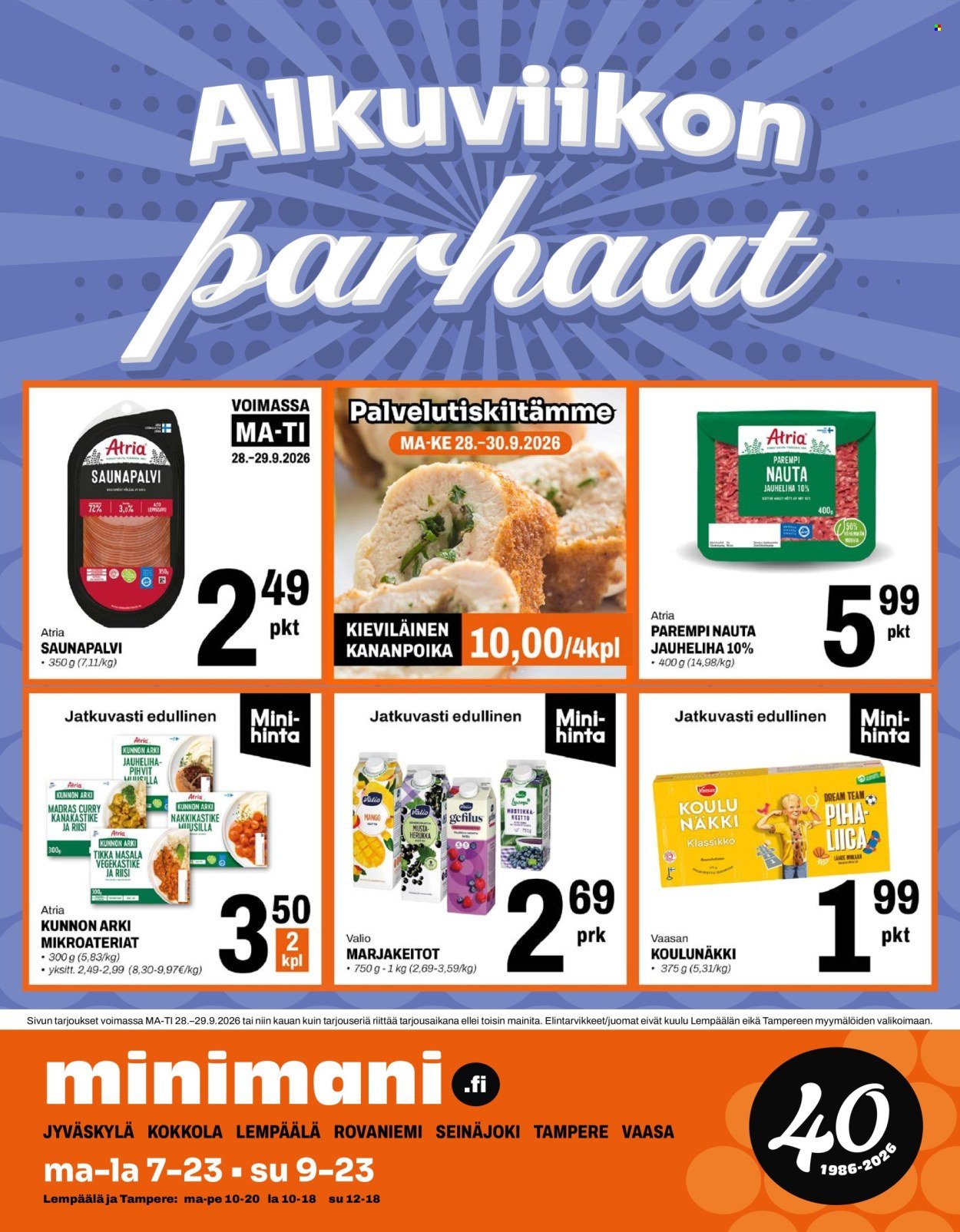MINIMANI tarjoukset - Alkaen MA 28.9.2026