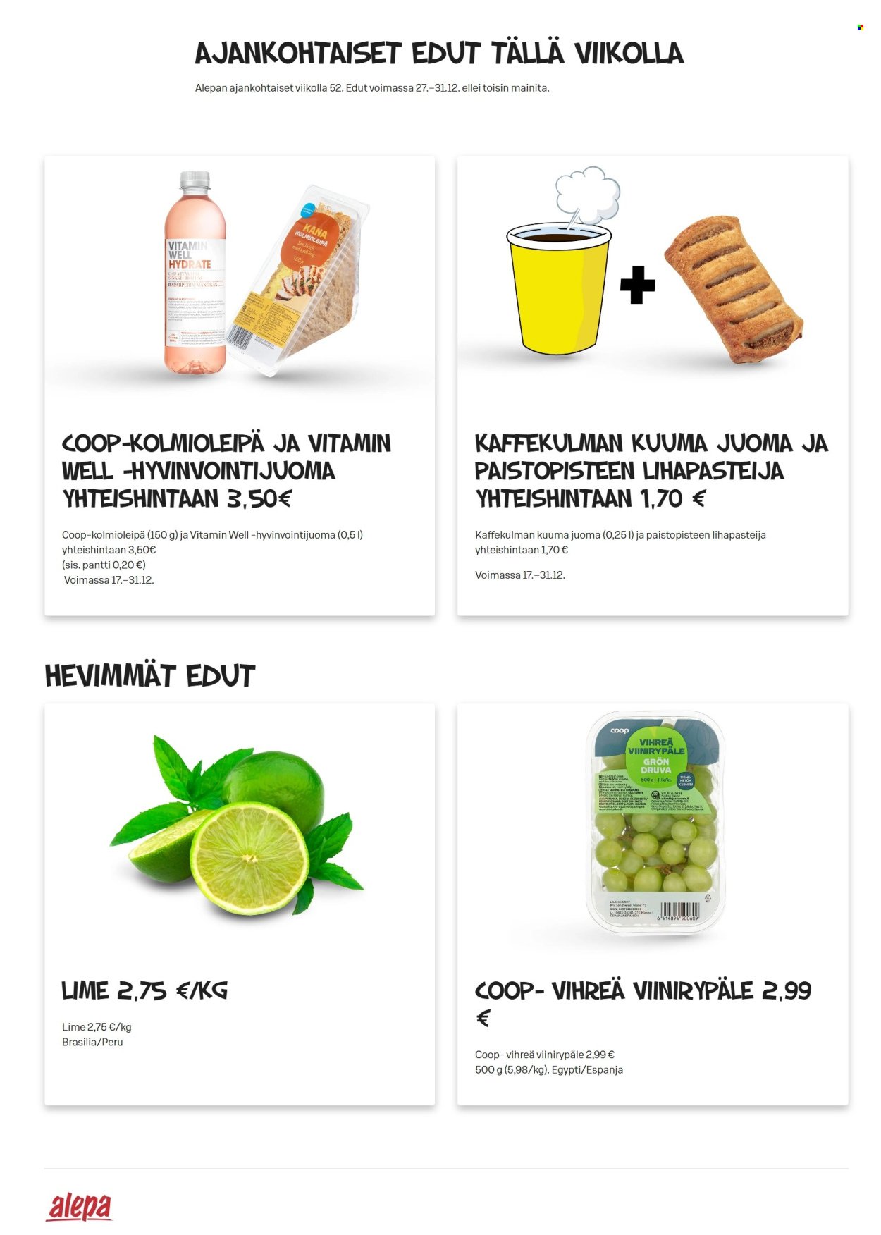 ALEPA tarjoukset - Alkaen LA 27.12.2025