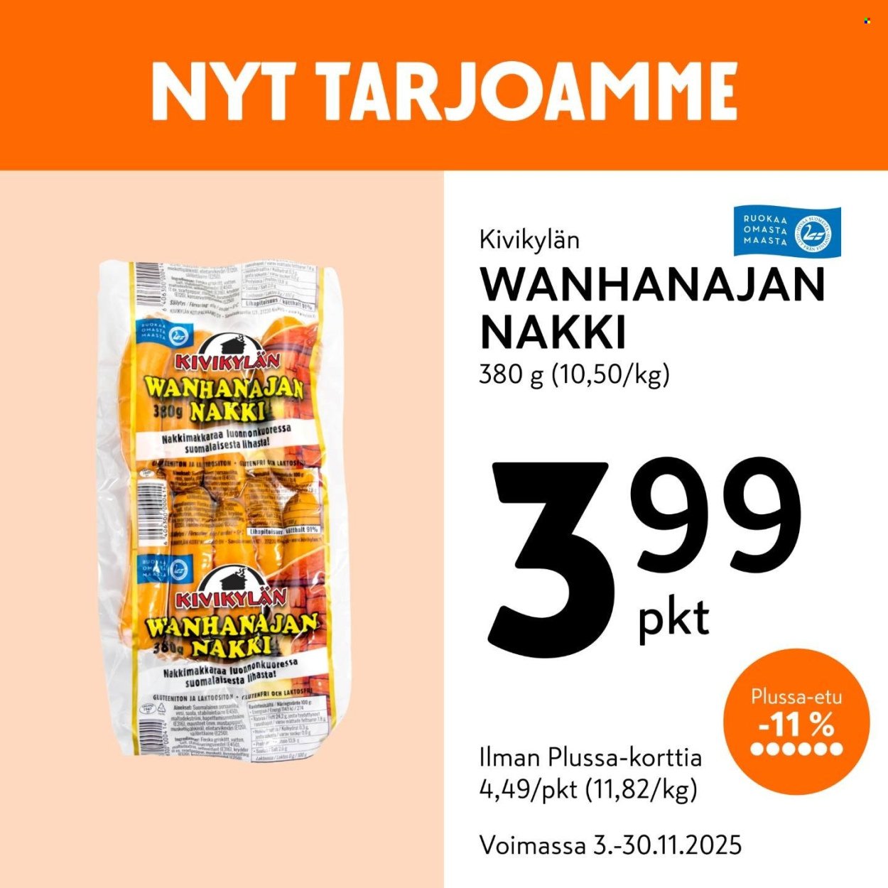 K-MARKET tarjoukset - Alkaen MA 3.11.2025 (2025-11-03 - 2025-11-30)