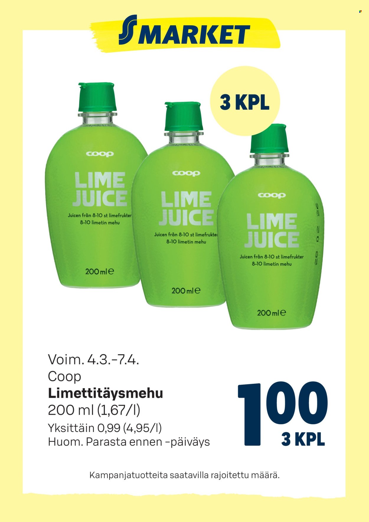 S-MARKET tarjoukset - Limettitaysmehu
