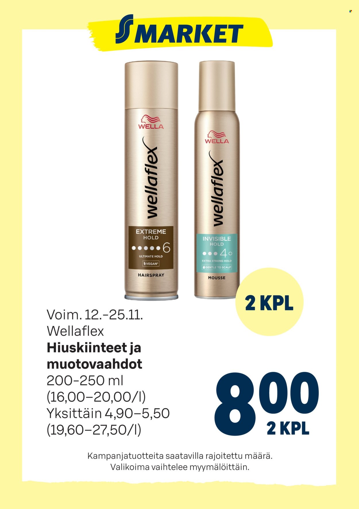 S-MARKET tarjoukset - Hiuskiinteet ja muotovaahdot (2025-11-12 - 2025-11-25)