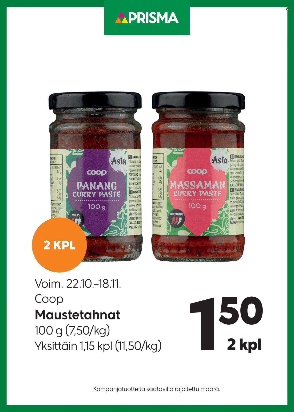 PRISMA tarjoukset - Alkaen KE 22.10.2025 (2025-10-22 - 2025-11-18)