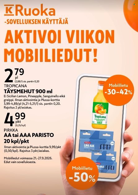 K-MARKET tarjoukset - Alkaen MA 21.9.2026