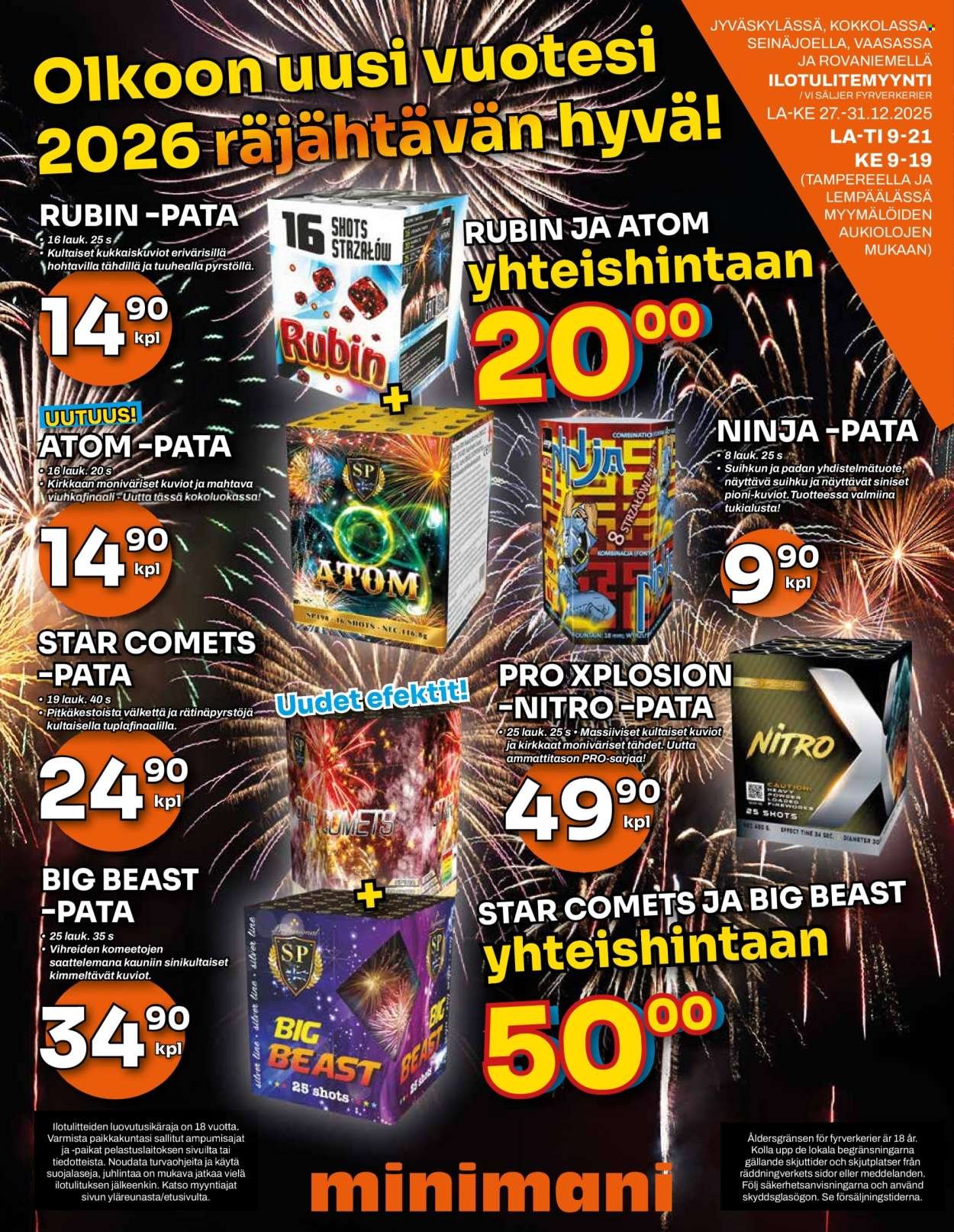 MINIMANI tarjoukset - Alkaen MA 29.12.2025