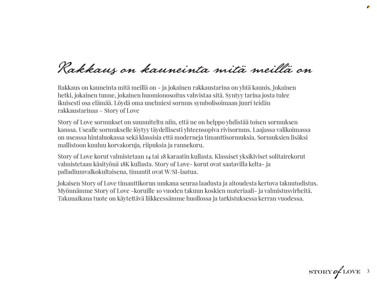 KULTAJOUSI tarjoukset - Story of Love