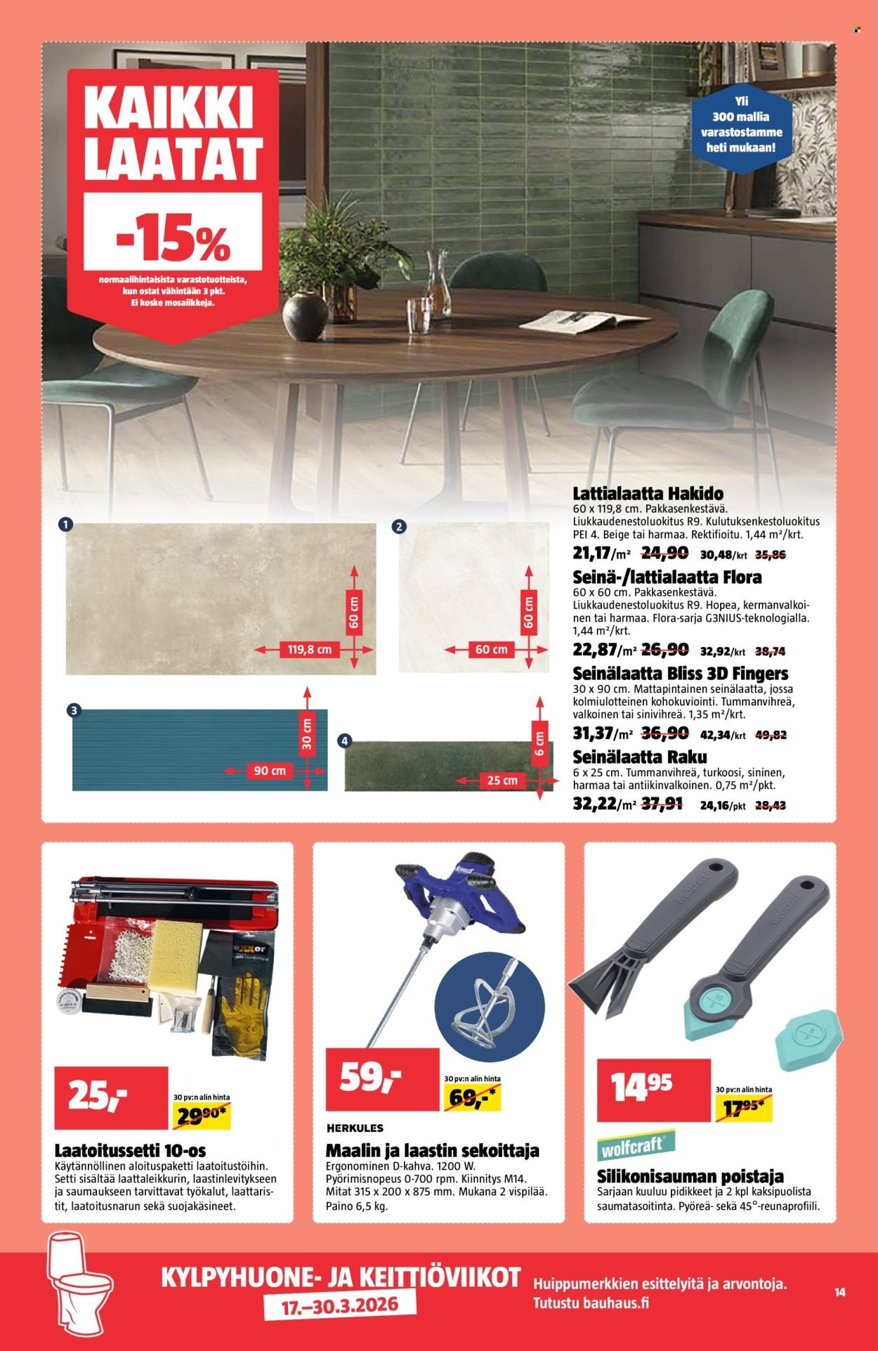 BAUHAUS tarjoukset - Alkaen TI 17.3.2026