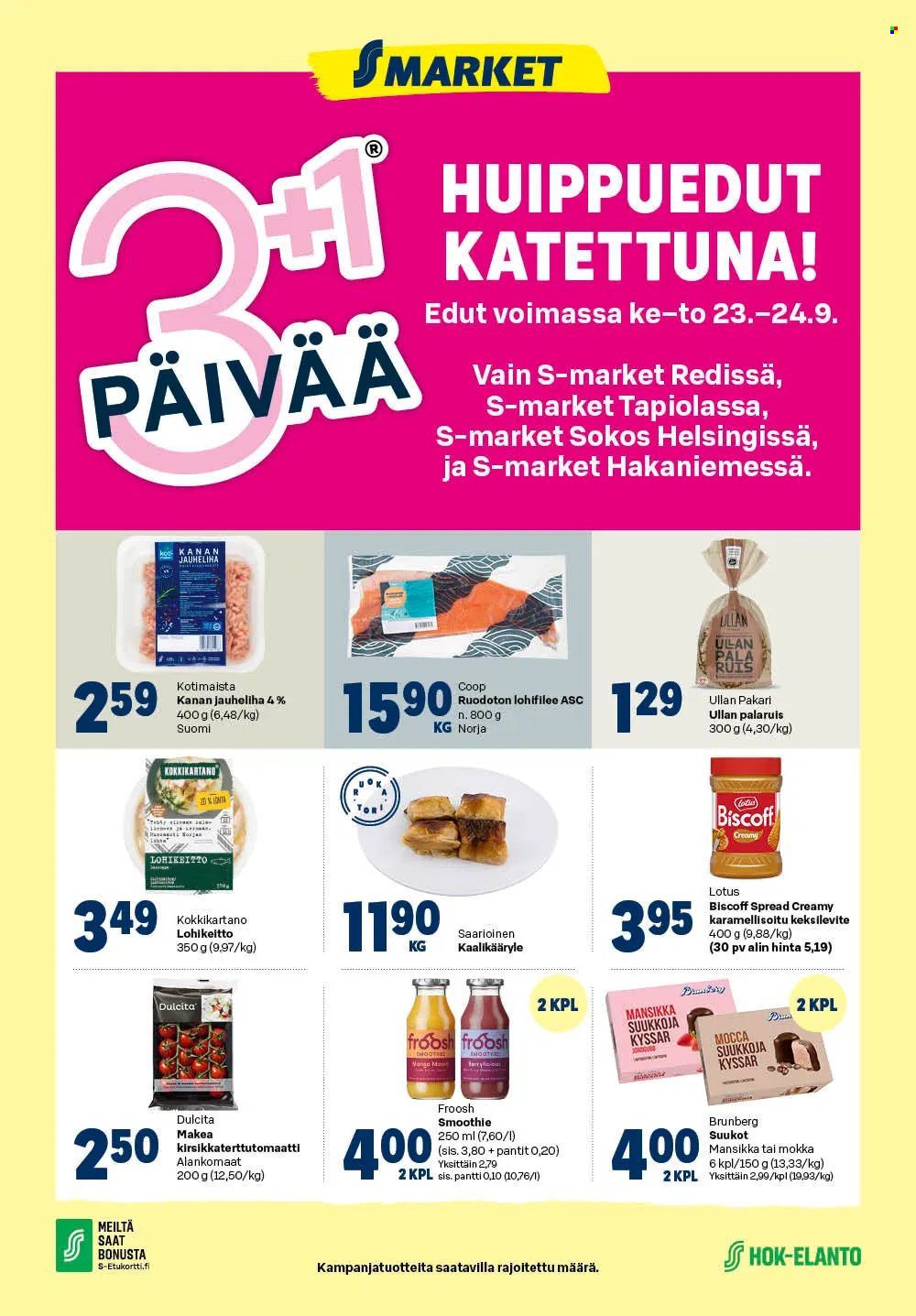 S-MARKET tarjoukset - 3+1 päivää