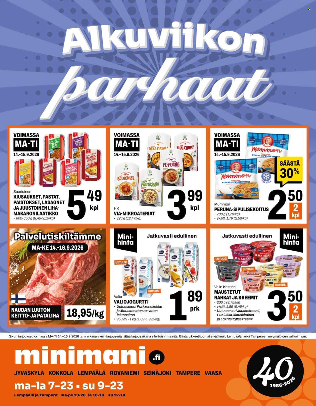 MINIMANI tarjoukset - Alkaen MA 14.9.2026
