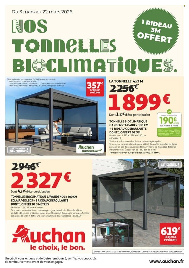 Catalogue AUCHAN - Nos tonnelles bioclimatiques (2026-03-03 - 2026-03-22)