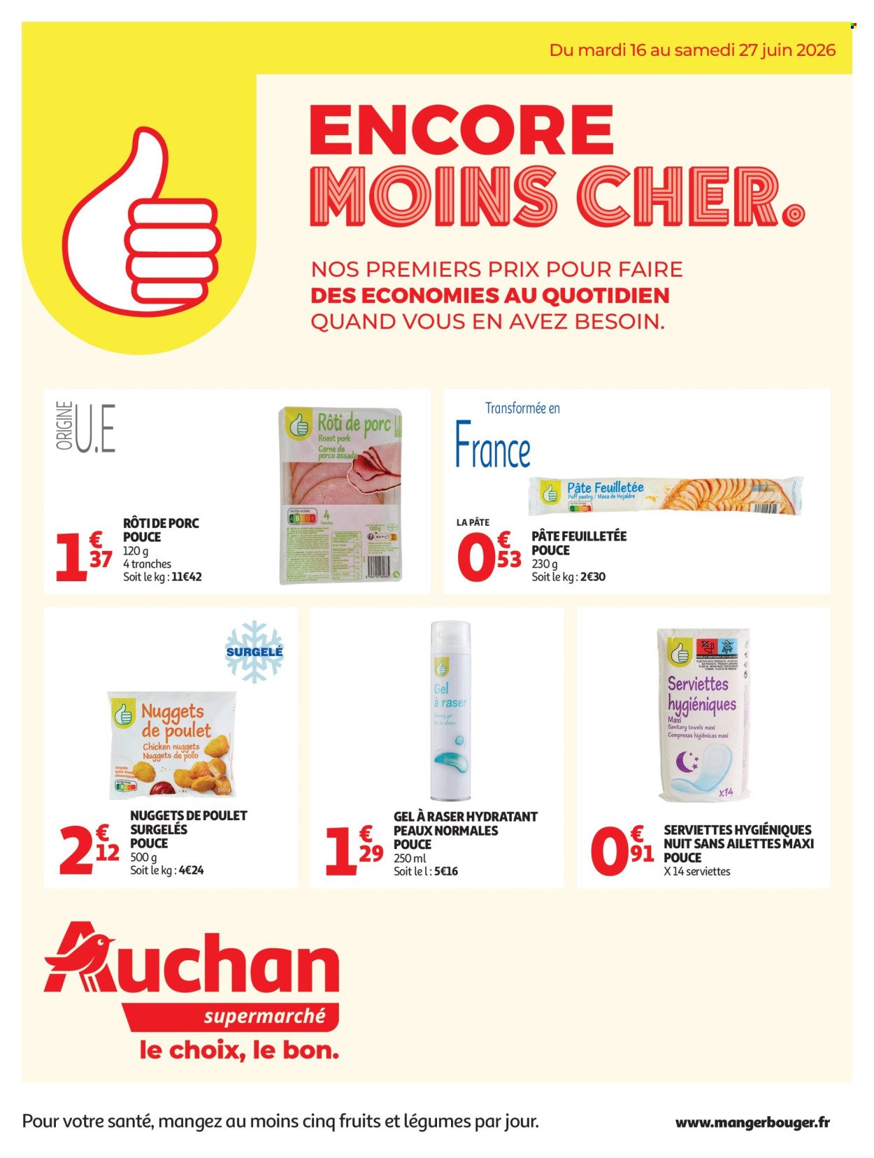 Catalogue AUCHAN - Marque Pouce supers