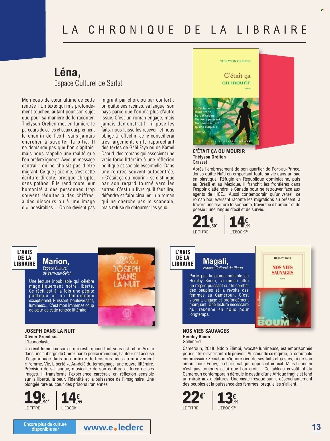 Catalogue E.LECLERC - GUIDE RENTREE LITTERAIRE