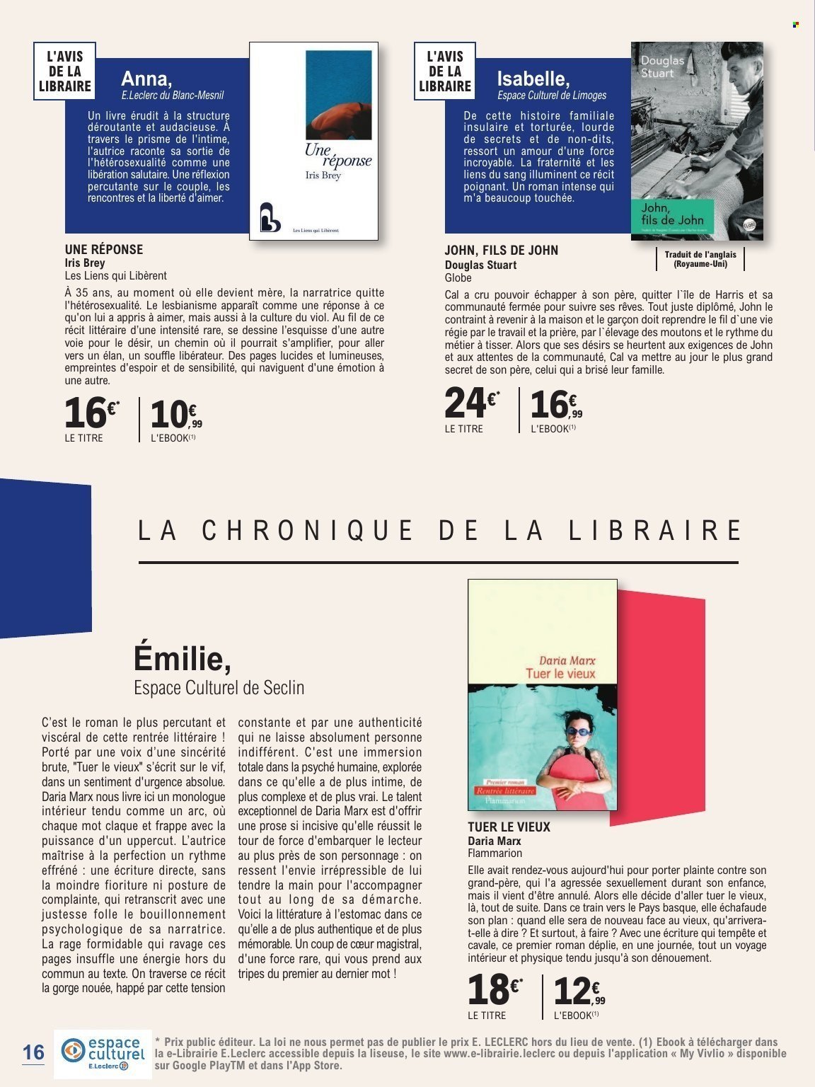 Catalogue E.LECLERC - GUIDE RENTREE LITTERAIRE