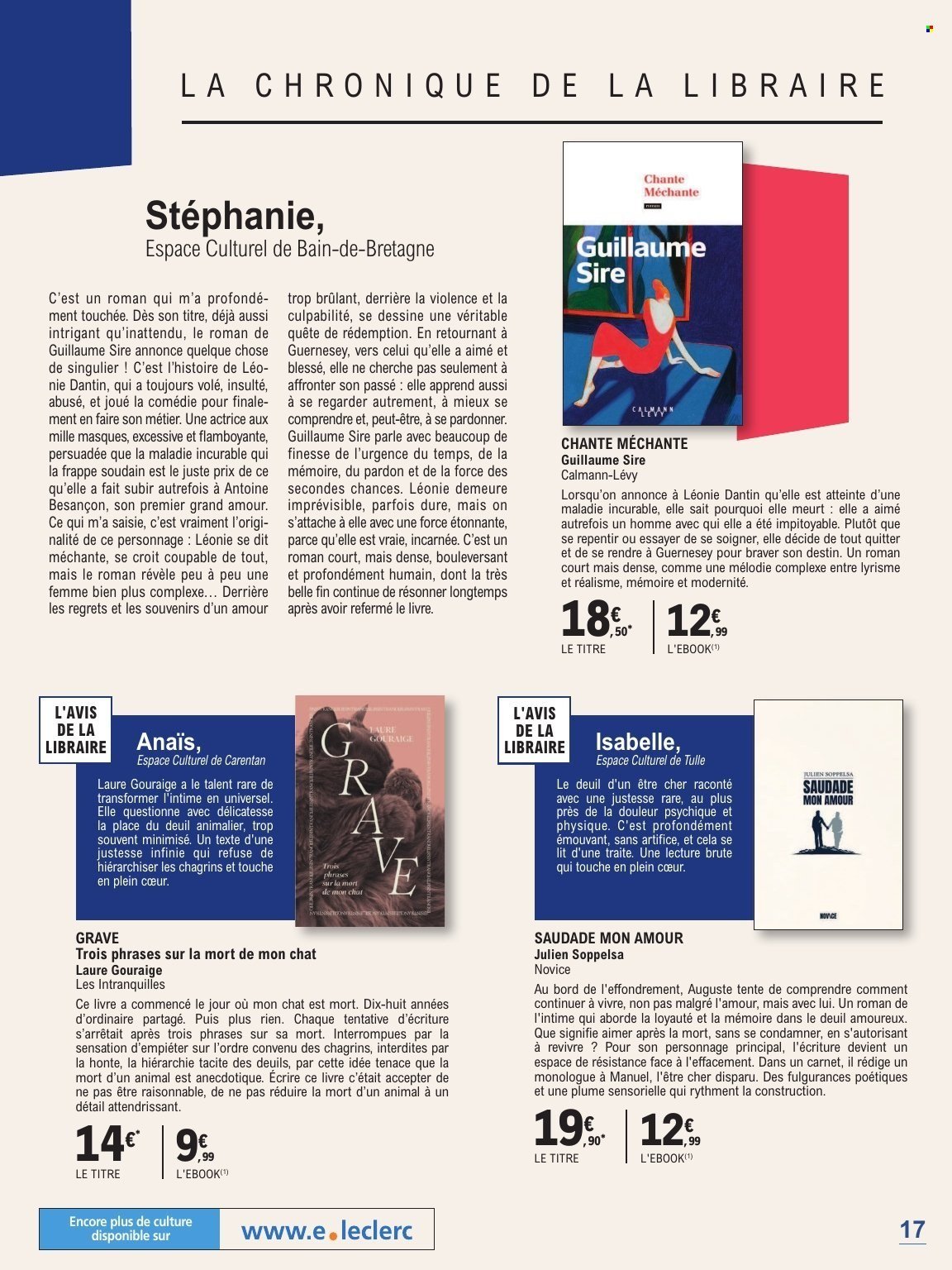 Catalogue E.LECLERC - GUIDE RENTREE LITTERAIRE